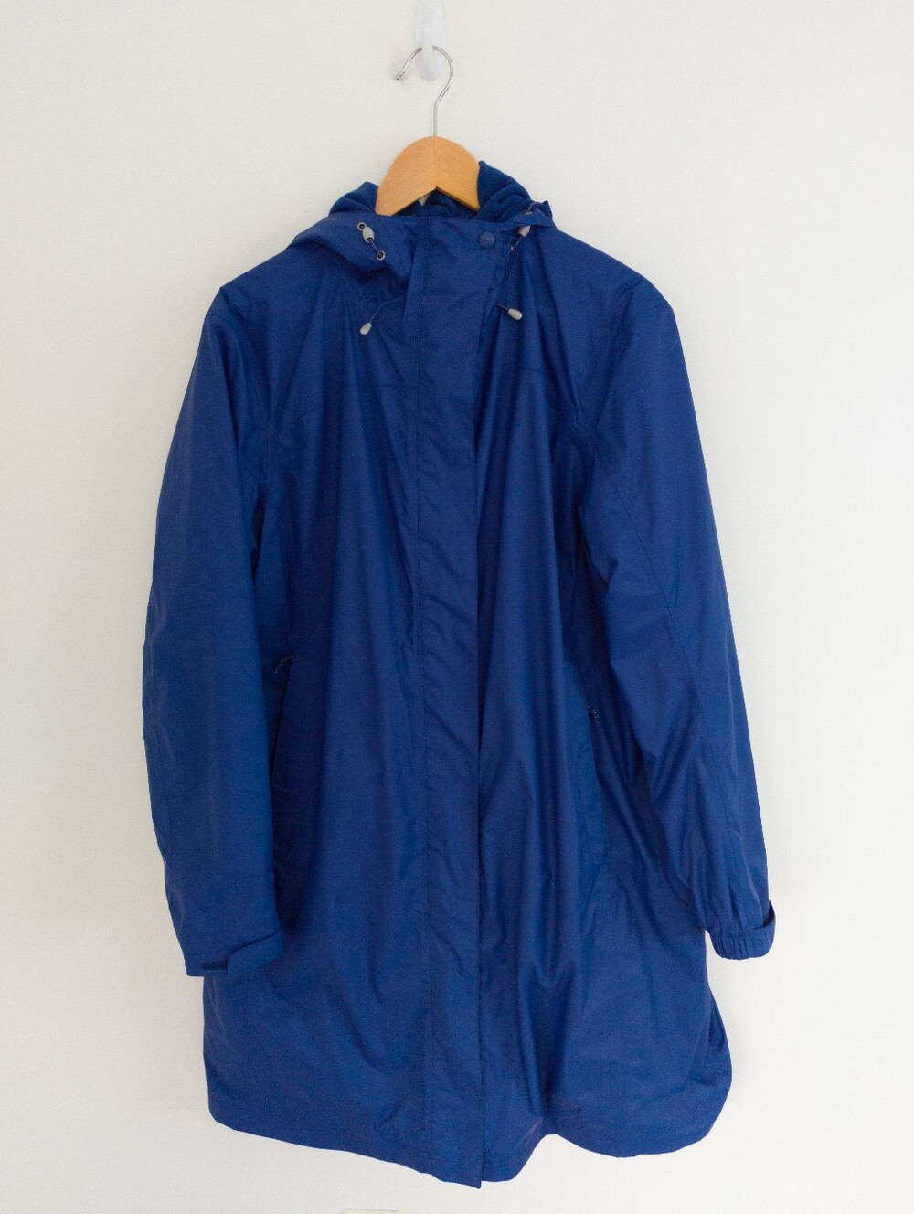 L.L. Bean Trail Model Rain Jacket Fleece Lined Blue Hooded Waterproof Coat 1X